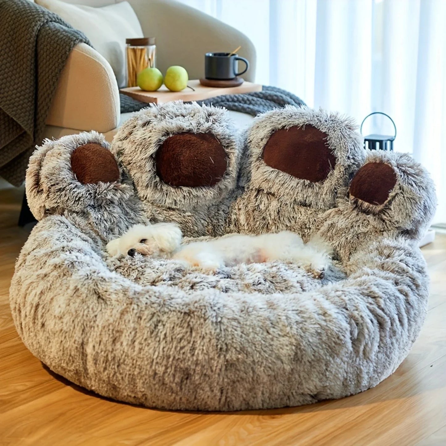 Soft, Cozy, and Fluffy Bear Paw Shape Pet Beds