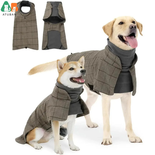 Warm English Plaid/Fleece Vest Windbreaker with Traction Eyelets Suitable for All Dog Types