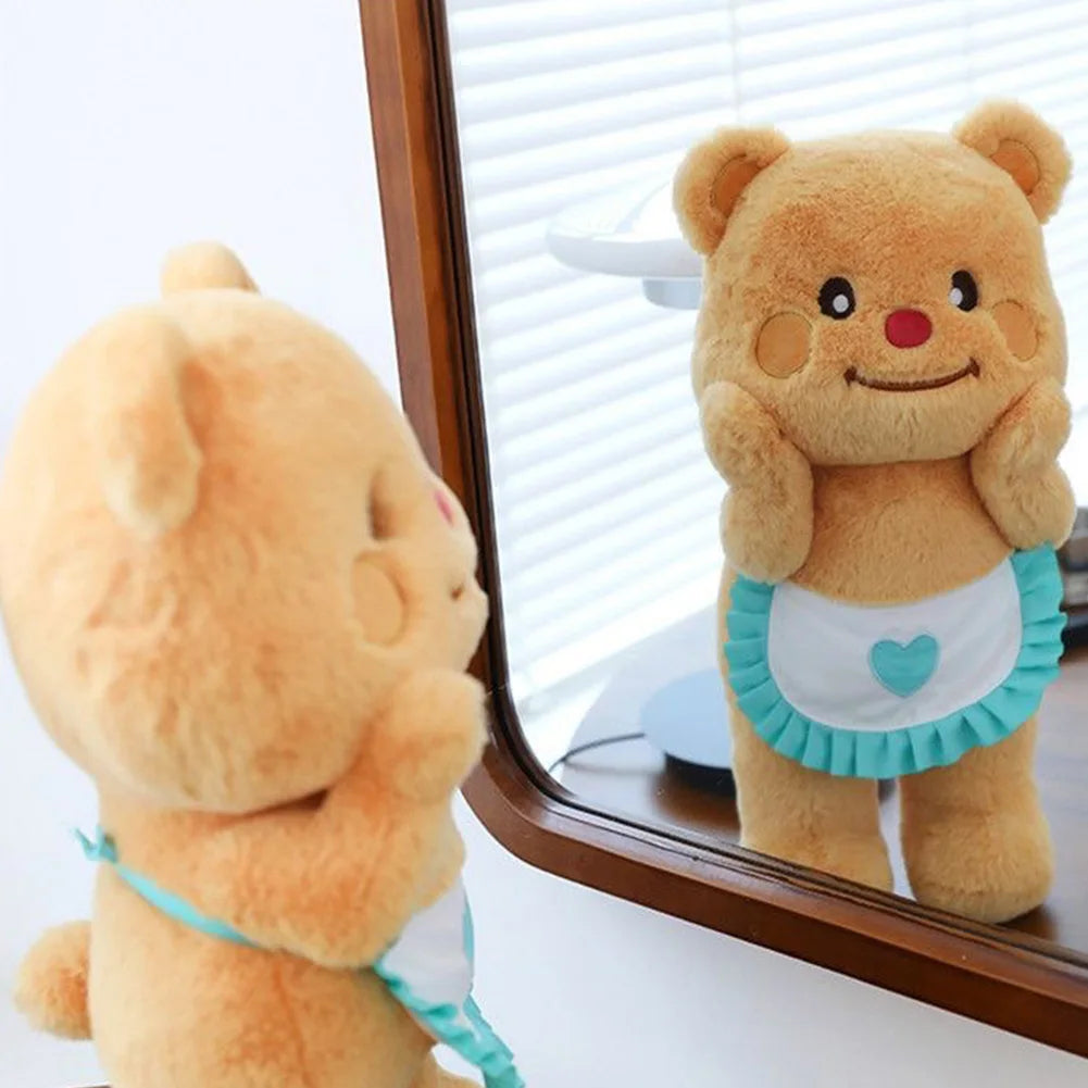 Cute Butter Bear Plush Doll Wearing Apron/Joints Bear for Kids Birthday Gift