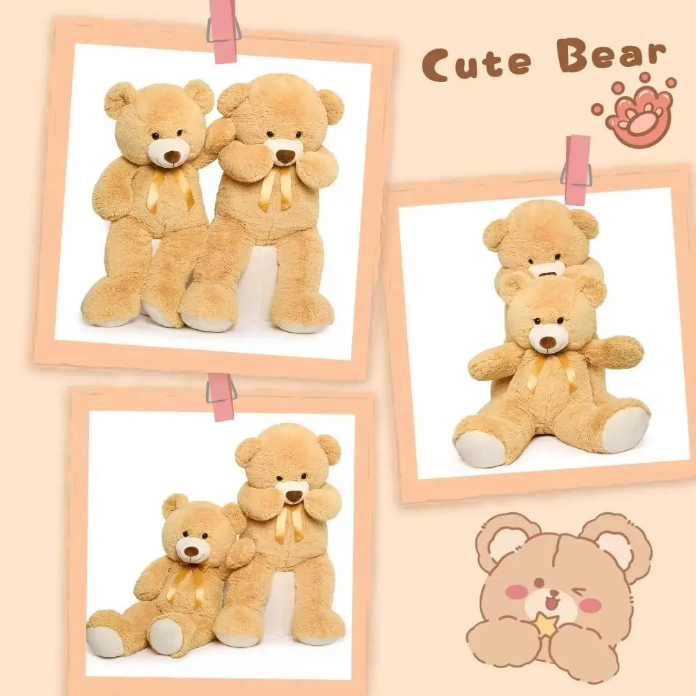 Tezituor Big Teddy Bear,52'' Giant Stuffed Animal Plush,Light Brown Soft Gifts for Valentine, Christmas, Birthday.