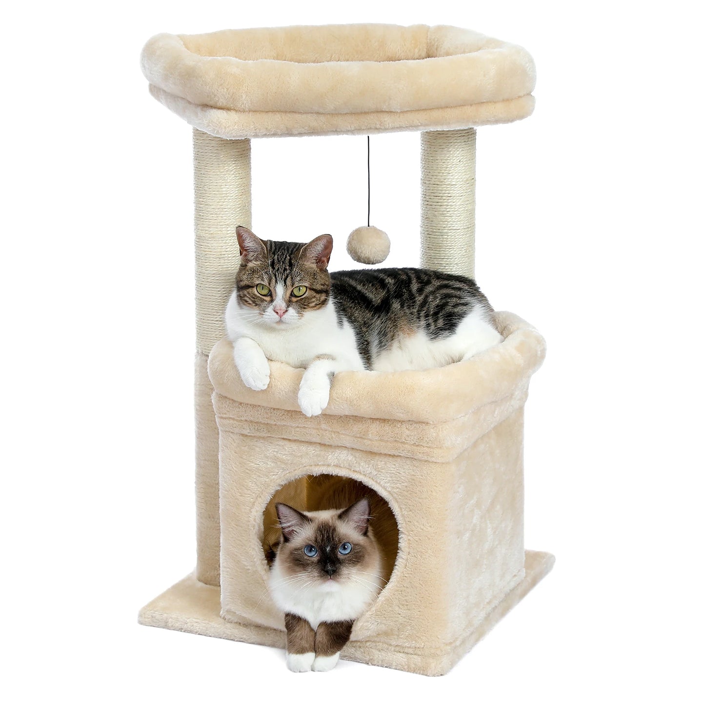 Cat Tree Tower for Indoor Cats with Private Cozy Cat Condo including Natural Sisal Scratching Posts