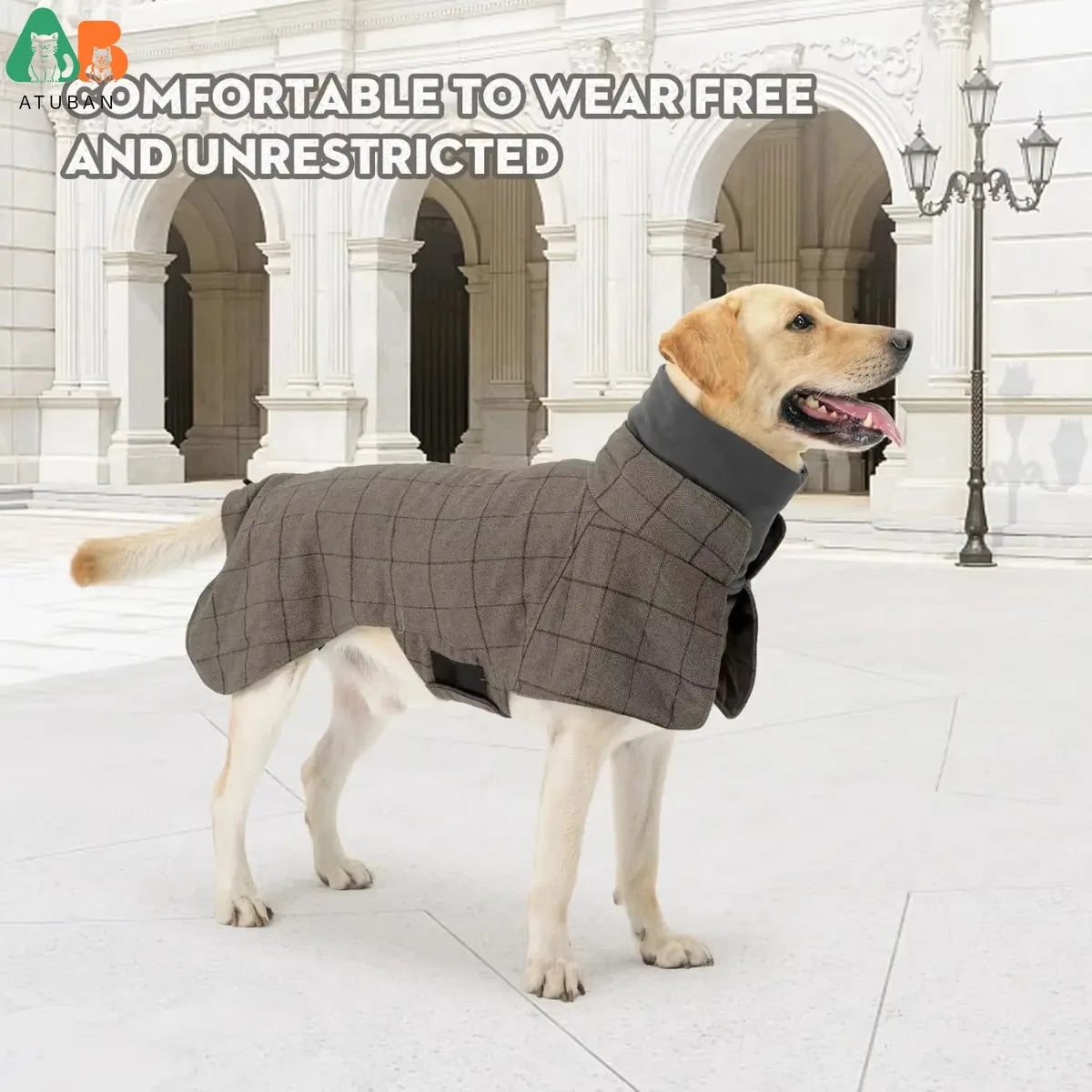 Warm English Plaid/Fleece Vest Windbreaker with Traction Eyelets Suitable for All Dog Types