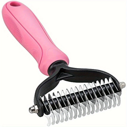 Undercoat Rake for Dogs, 2 Side Undercoat Brush for Deshedding and Dematting for Dog/Cat/Rabbit