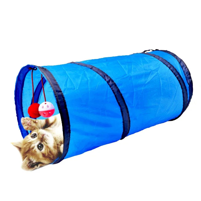 New Cat Tunnel Toy Funny Pet 2 Holes Play Tubes Balls Collapsible Crinkle Kitten Toys Puppy Ferrets Rabbit Play Dog Tunnel Tubes