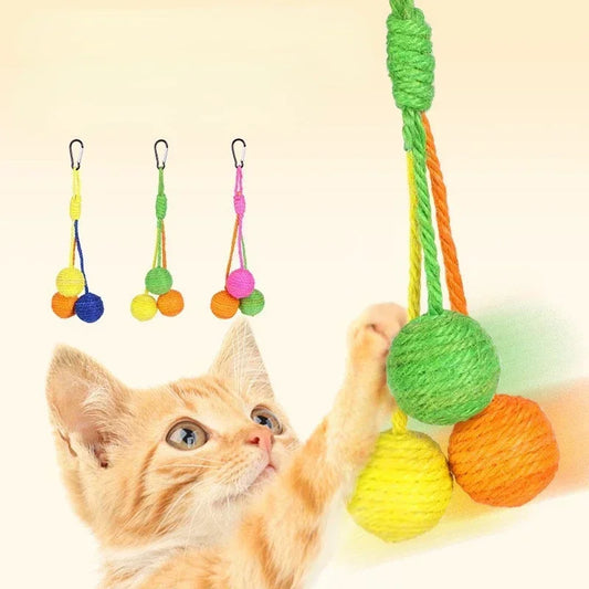 Pet Cat Hanging Sisal Ball Bite-resistant Wear-resistant Jute Twine Rope Pet Supplies for Relieve Boredom Chewing Scratching Toy