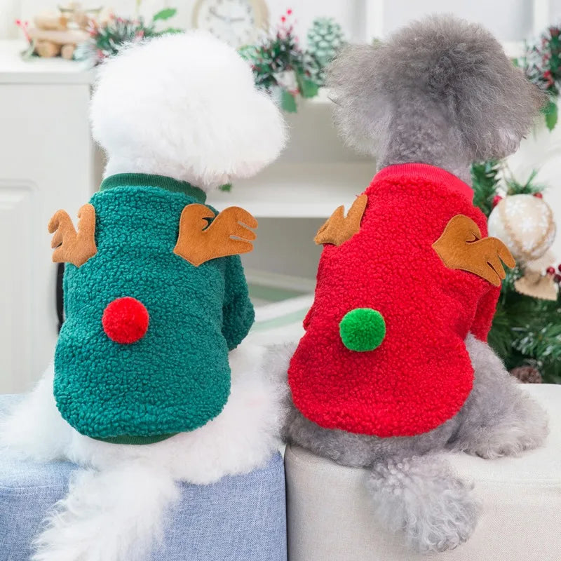 Christmas Pet Clothes, Warm Fleece Dog Sweaters, Puppy/Cat Winter Coats, Chihuahua Christmas Costume