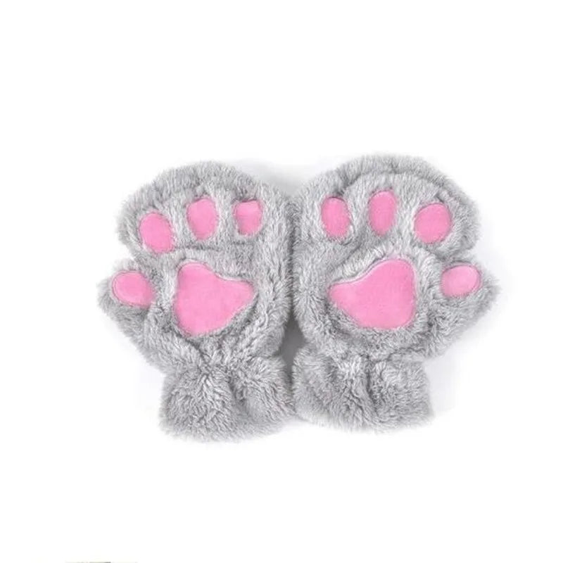 Cute Cat Claw Paw Plush Mittens