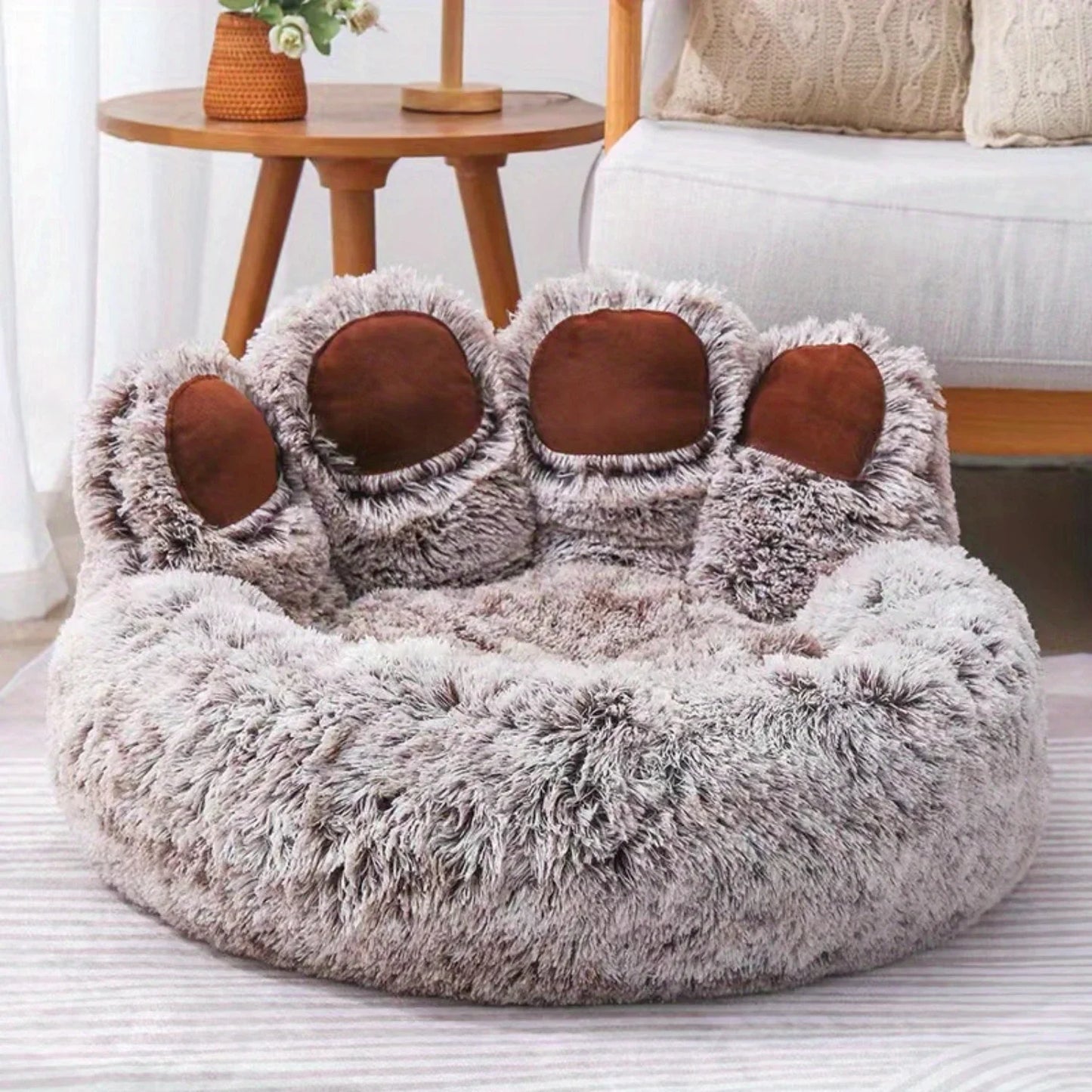 Soft, Cozy, and Fluffy Bear Paw Shape Pet Beds