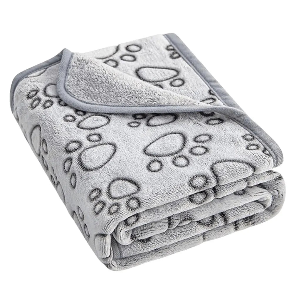 Flannel Dog Blanket Paw Print for Dog Cat Pet Sleep Mat Washable Pet Blanket for Sofa Bed Car Seat