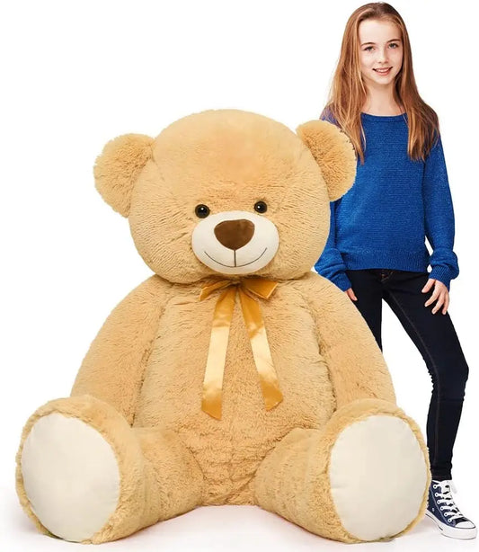 Tezituor Big Teddy Bear,52'' Giant Stuffed Animal Plush,Light Brown Soft Gifts for Valentine, Christmas, Birthday.