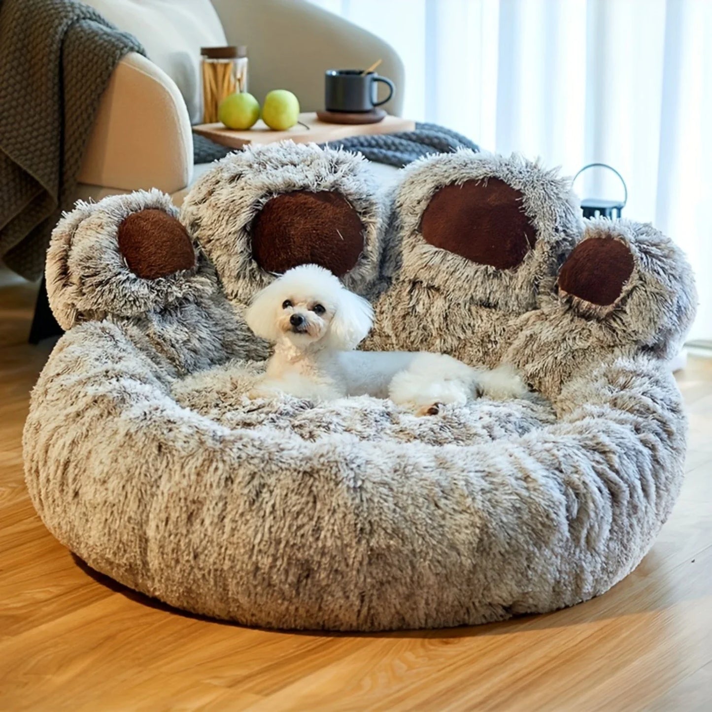 Soft, Cozy, and Fluffy Bear Paw Shape Pet Beds