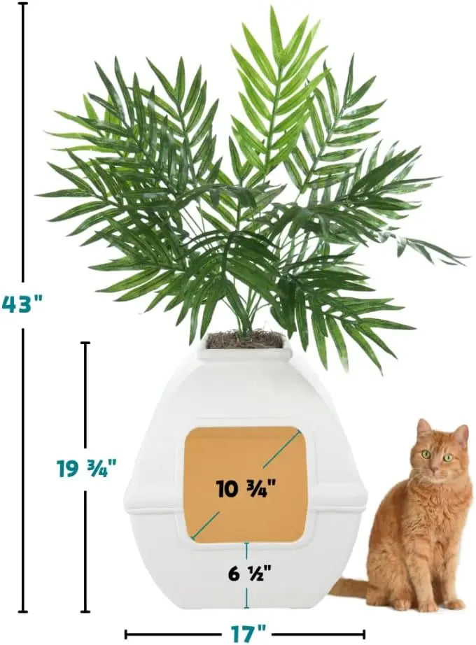 Courtyard Hidden Litter Box Base Kit with Planter and Artificial Plants, Vented