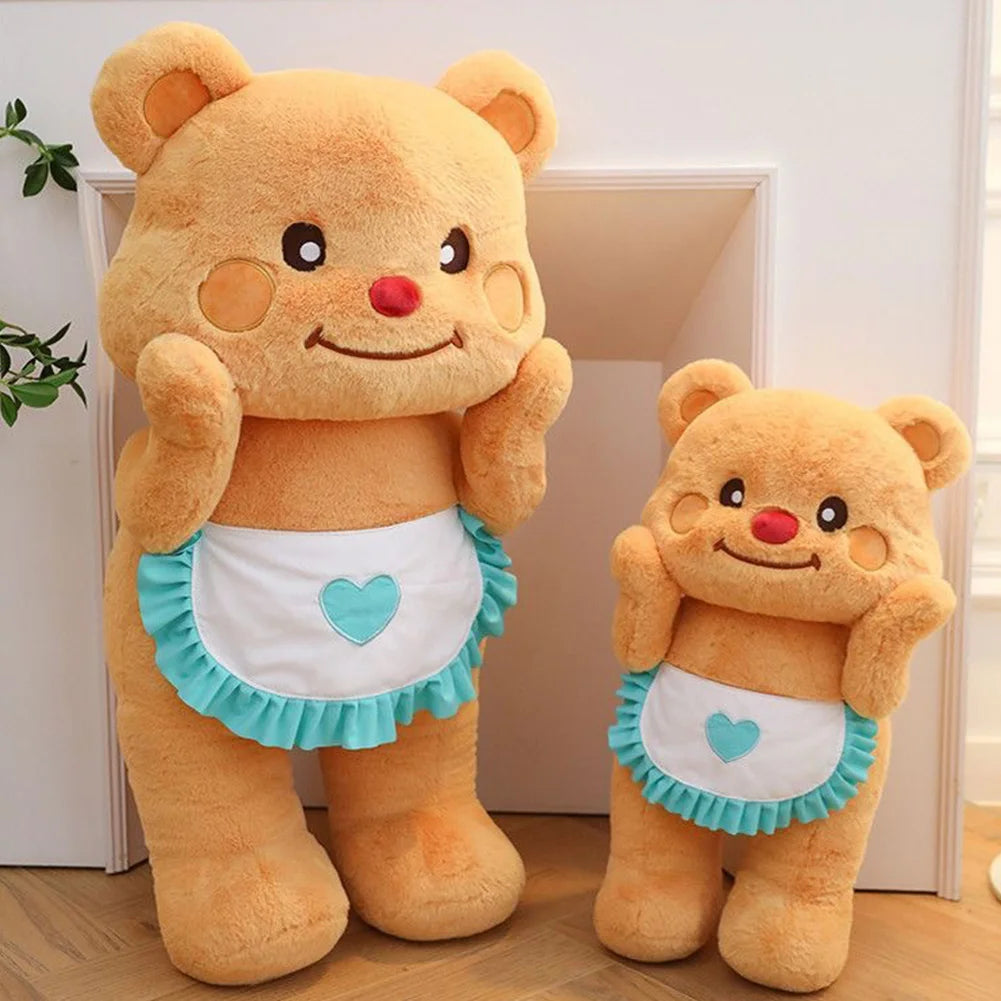 Cute Butter Bear Plush Doll Wearing Apron/Joints Bear for Kids Birthday Gift