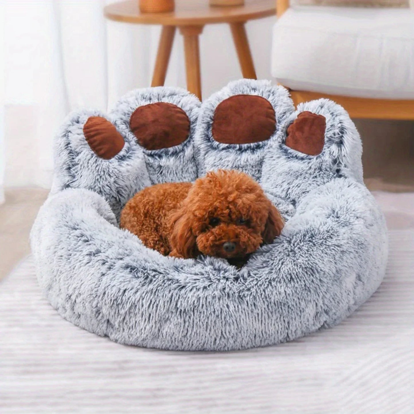 Soft, Cozy, and Fluffy Bear Paw Shape Pet Beds