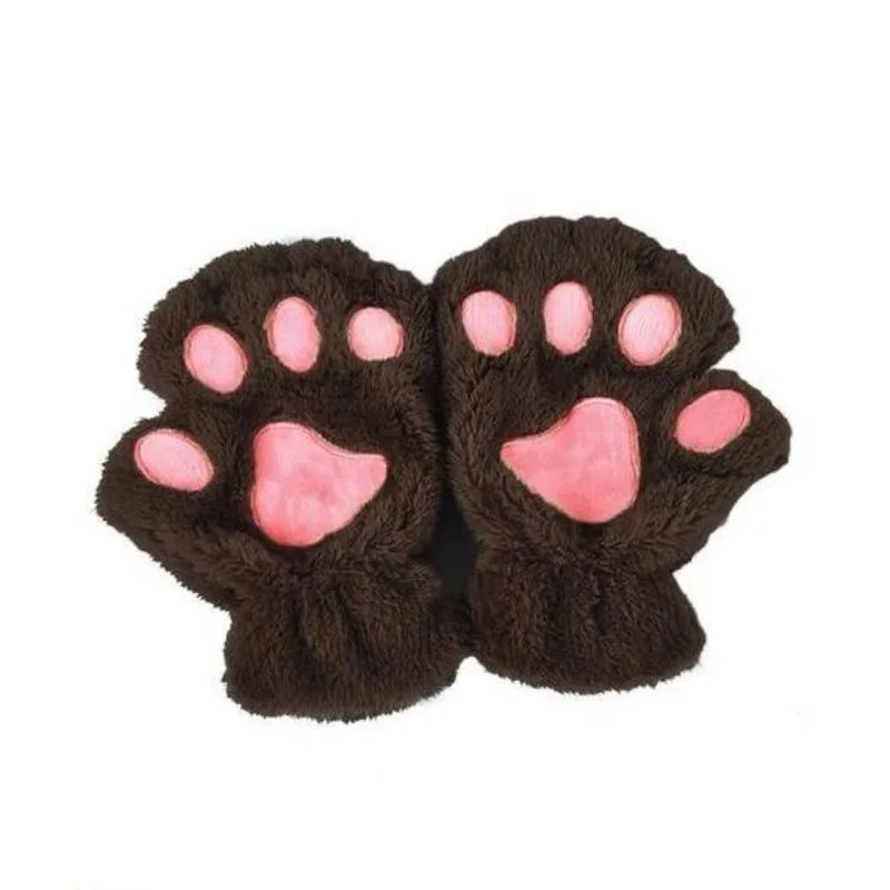 Cute Cat Claw Paw Plush Mittens