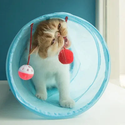 New Cat Tunnel Toy Funny Pet 2 Holes Play Tubes Balls Collapsible Crinkle Kitten Toys Puppy Ferrets Rabbit Play Dog Tunnel Tubes