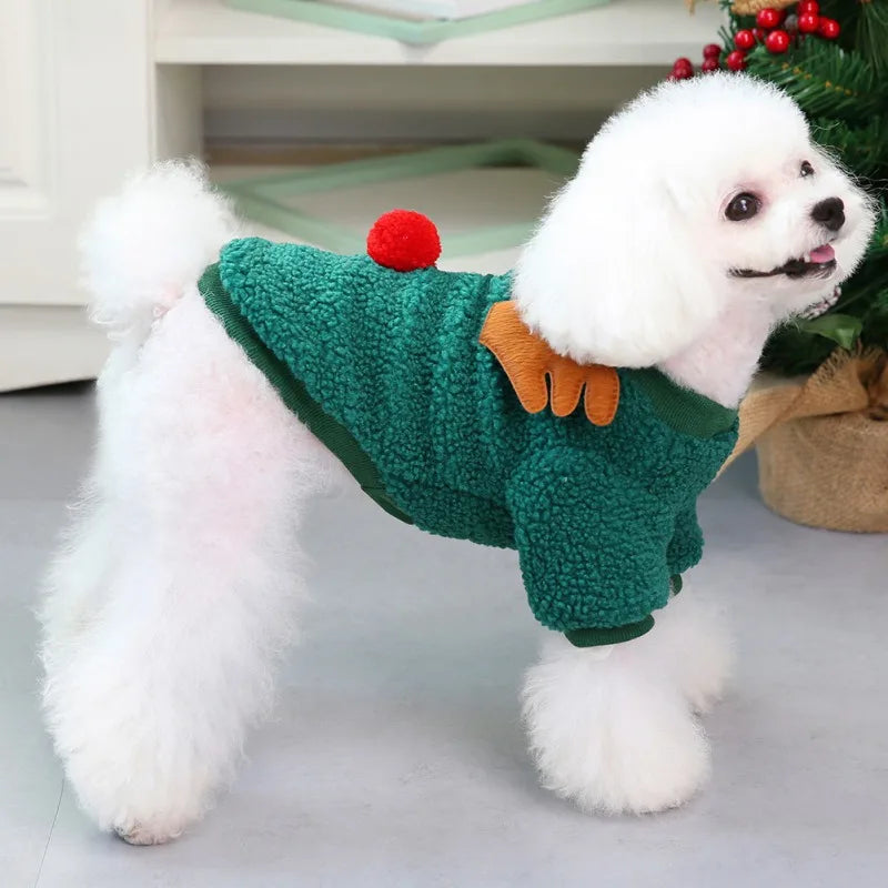 Christmas Pet Clothes, Warm Fleece Dog Sweaters, Puppy/Cat Winter Coats, Chihuahua Christmas Costume