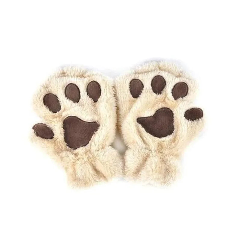 Cute Cat Claw Paw Plush Mittens