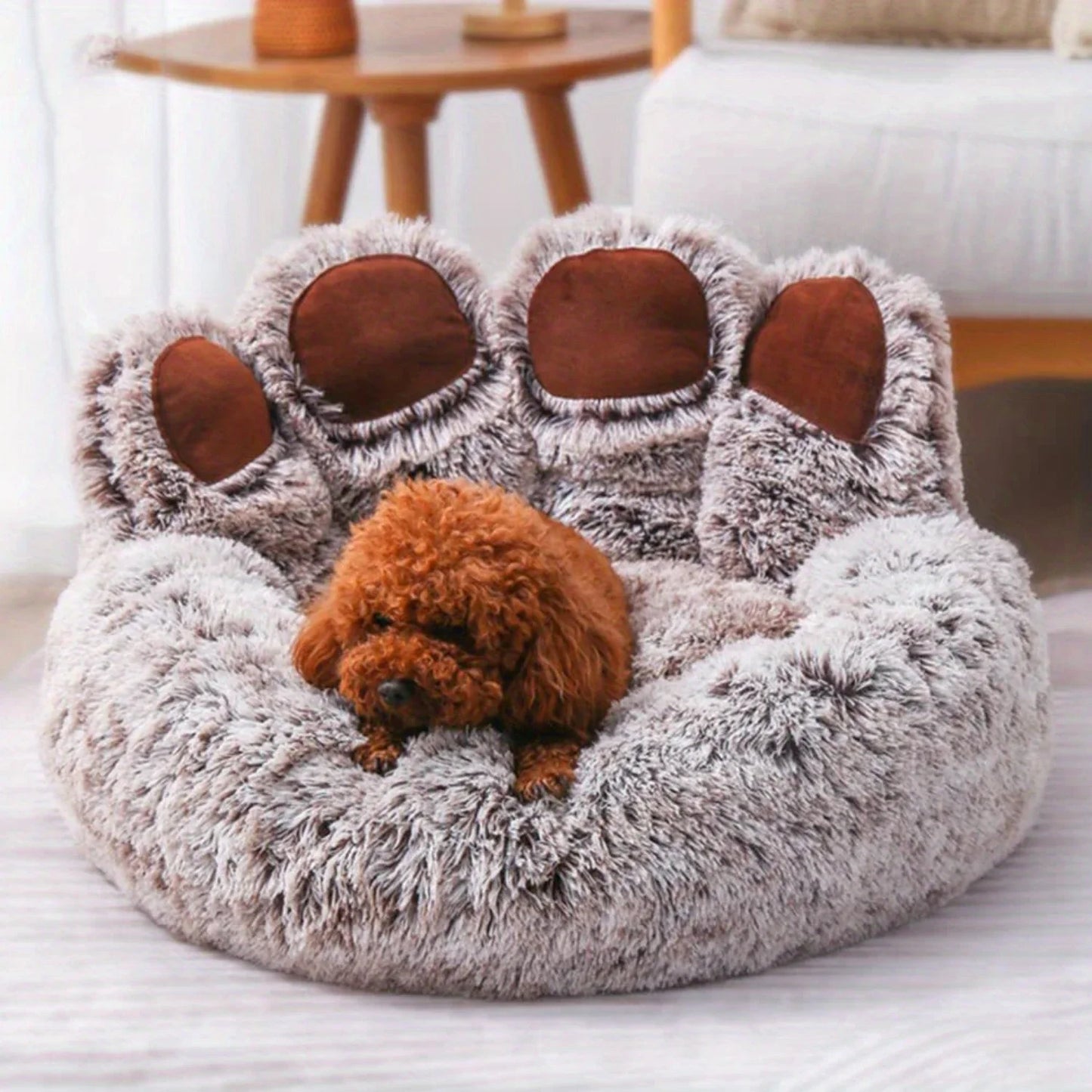 Soft, Cozy, and Fluffy Bear Paw Shape Pet Beds