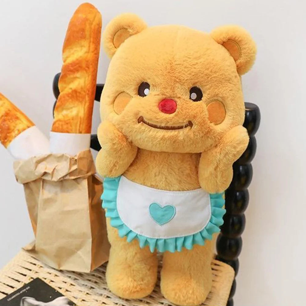 Cute Butter Bear Plush Doll Wearing Apron/Joints Bear for Kids Birthday Gift