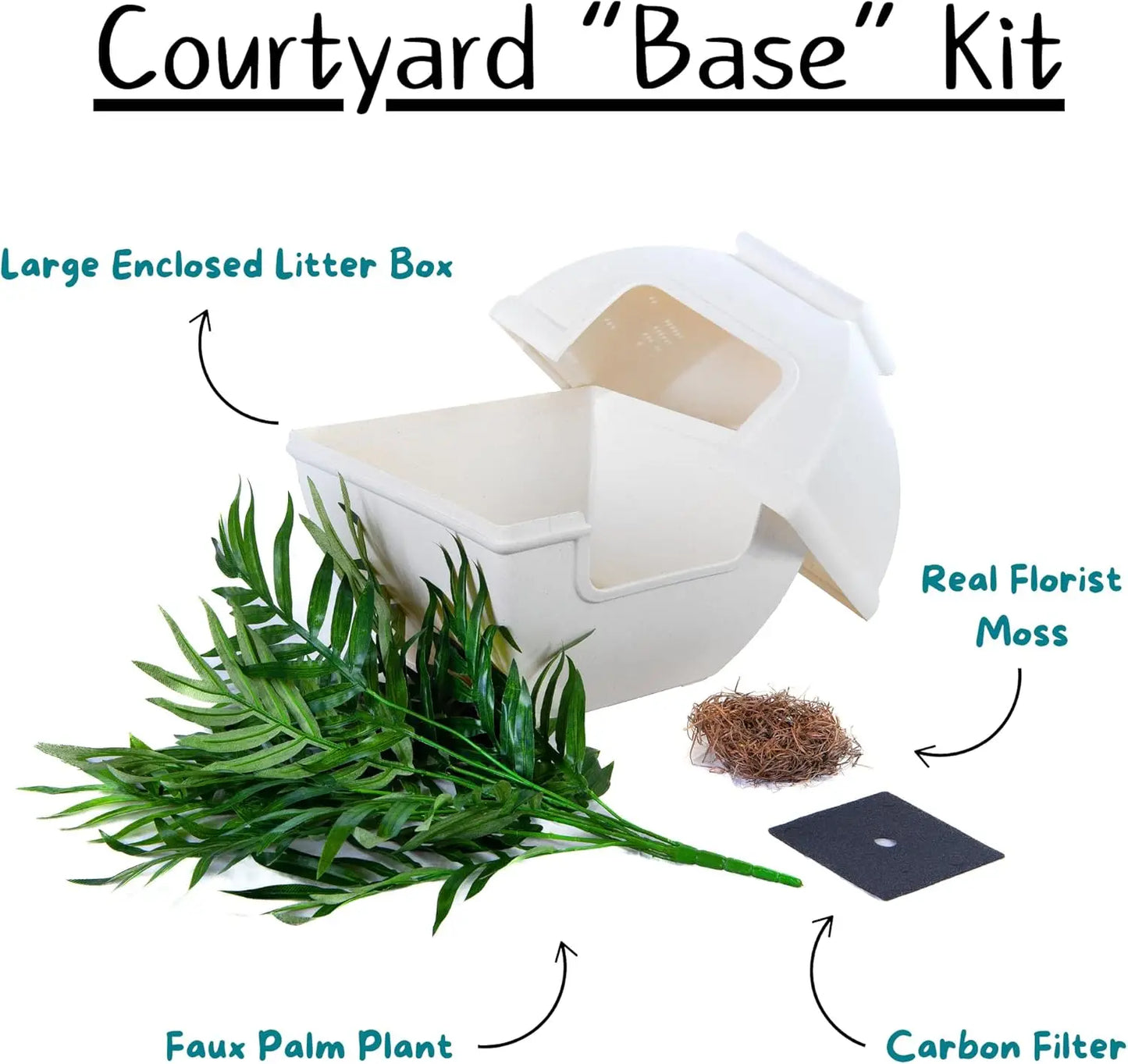 Courtyard Hidden Litter Box Base Kit with Planter and Artificial Plants, Vented