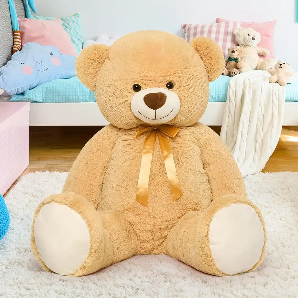 Tezituor Big Teddy Bear,52'' Giant Stuffed Animal Plush,Light Brown Soft Gifts for Valentine, Christmas, Birthday.