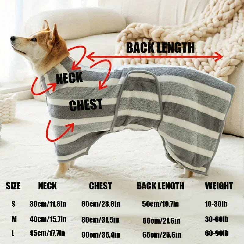 Quick-Dry Large Dog Bathrobe – Super Absorbent & Comfortable, Easy-Care Pet Towel for All Dog Breeds