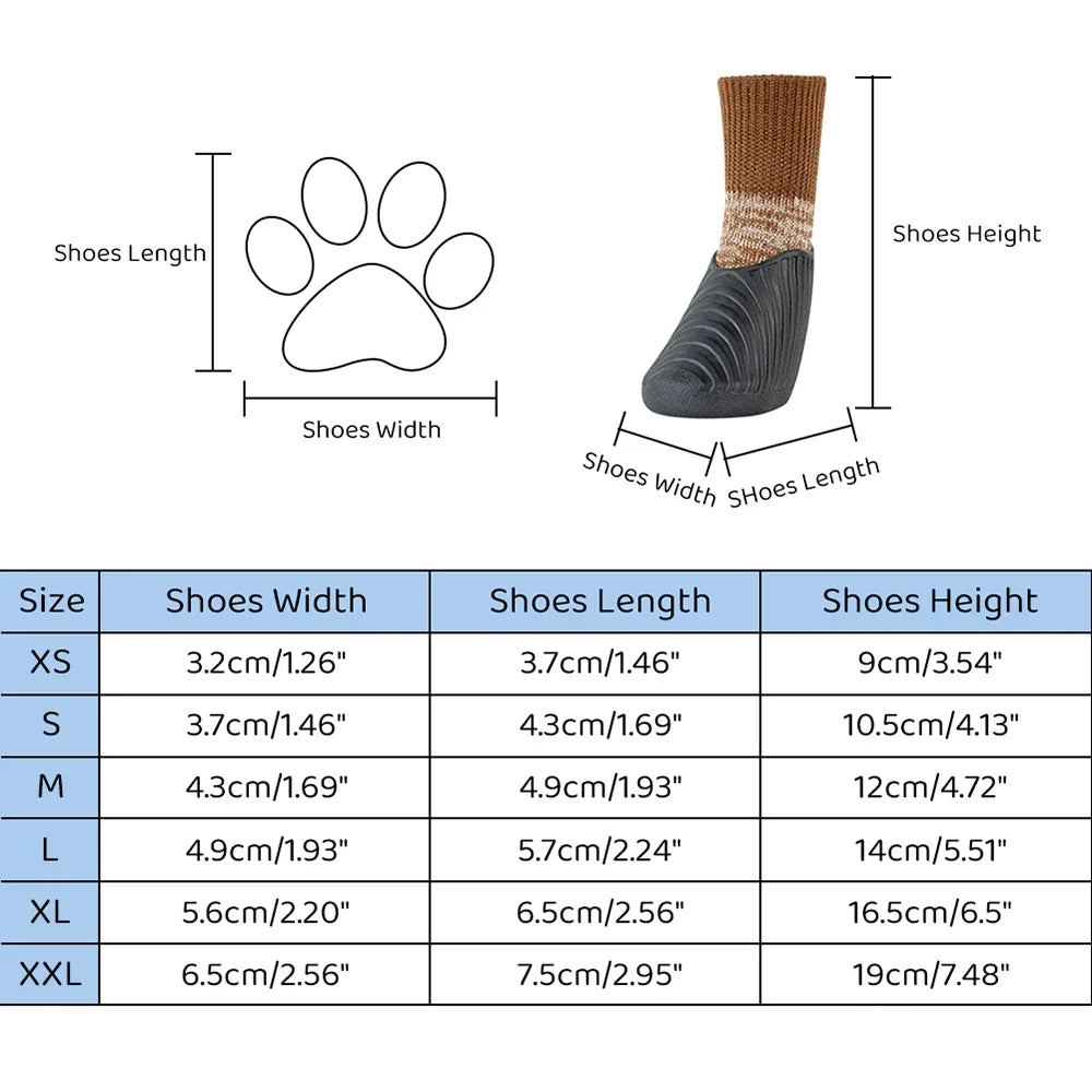 4PCS Dog Shoes Waterproof for Fall Winter Pet Snow Boots